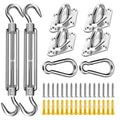Fzeneast Shade Sail Hardware Kit, 5 Inch Super Heavy Duty 304 Marine Grade Stainless Steel Sun Shade Hardware Kit For Triangle/Rectangle/Square Sun Shade Sails Installation (40 Pcs)