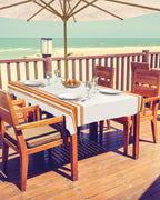 Fall Outdoor Tablecloth With Umbrella Hole, Farmhouse Orange Stripe Rectangle Tables Zippered Table Cloth Waterproof Tabletop Ta