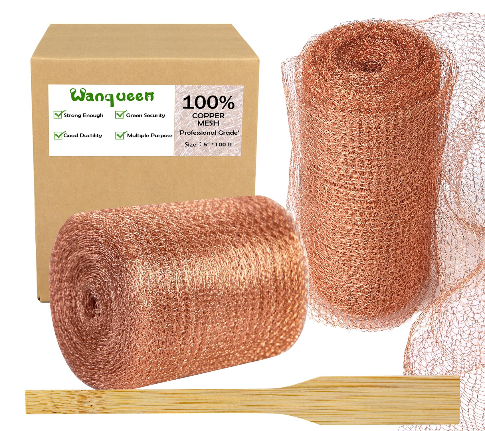 Copper Mesh Roll For Mice Rat Repellent, Sturdy 5 * 100Ft Copper Wool Mouse Trap Hole Filler For Bat Snail Bird Control With Pac