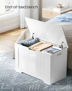 Vasagle Storage Chest, 29.9 Inches Width Storage Bench, Entryway Bench With 2 Safety Hinges, Shoe Bench, Farmhouse Style, For Entryway, Bedroom, Living Room, Cloud White Ulhs11Wt