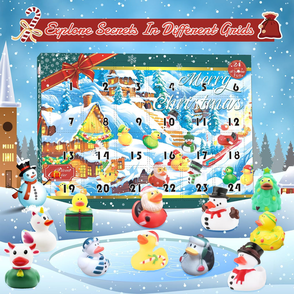 Hbydo Christmas Rubber Duck Advent Calendar 2024,Christmas Countdown Blind Box With 24 Bath Duck Toys,Christmas Decoration Party