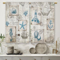 Laifzere Vintage Nautical Coastal Kitchen Curtains Sailboat Compass Small Short Cafe Window Curtains Ocean Beach Seashell Starfi
