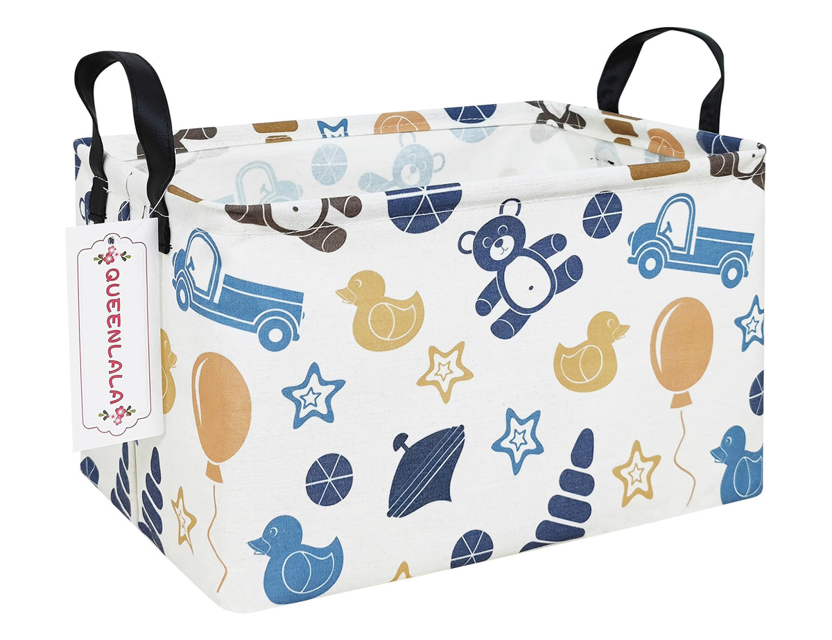 Rectangular Collapsible Laundry Basket with Side Handles, Colorful Bear