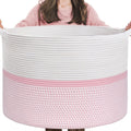 RAZA HOME DECOR Extra Large Cotton Rope Woven boho basket Collapsible laundry hamper Reinforced handles For blanket pillows toys