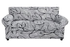 Searchi Stretch Sofa Cover Printed Couch Cover, Floral Pattern 3 Pieces Loveseat Slipcover With 2 Separate Cushion Cover, Washable Furniture Protector For Living Room(Loveseat, Grey Lotus+White)