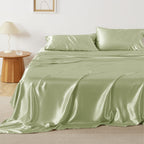 Bedsure Satin Sheets Full - Similar To Silk Sheets, Silky Bedsheet, Luxury & Ultra Soft, Non-Fading & Wrinkle Free, Good For Hair & Skin, Gifts For Women, 4 Pieces, Sage Green