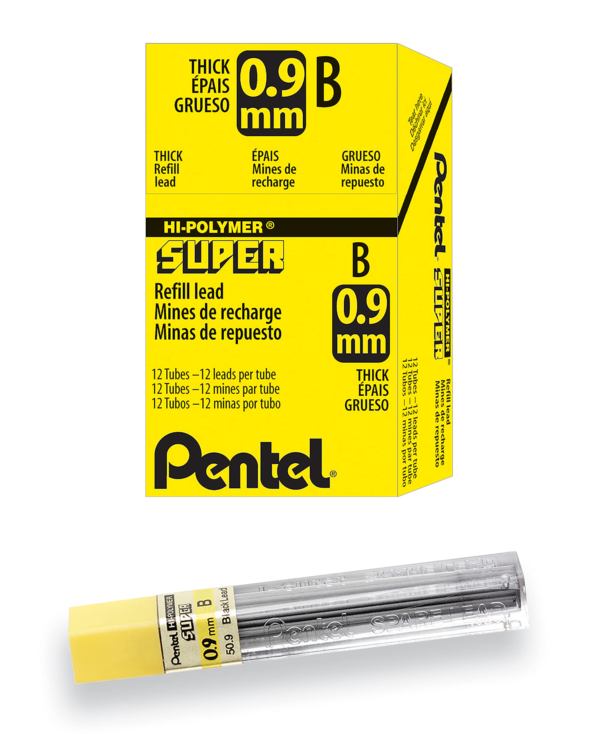 Pentel Super Hi-Polymer Lead Refill, (0.9Mm) Thick, B, 180 Pieces Of Lead (50-9-B)