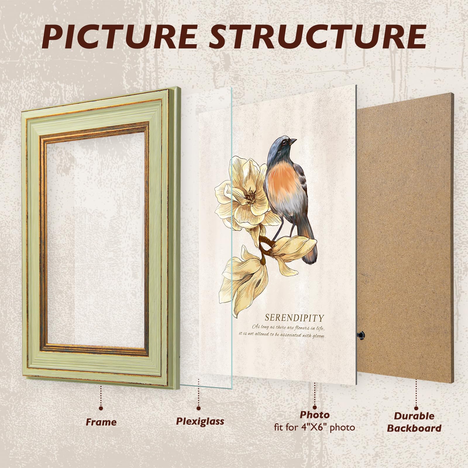Aaq 4 Pack 4X6 Picture Frame - Picture Frames With Plexiglass,Photo Frame For Wall & Tabletop Picture Frames