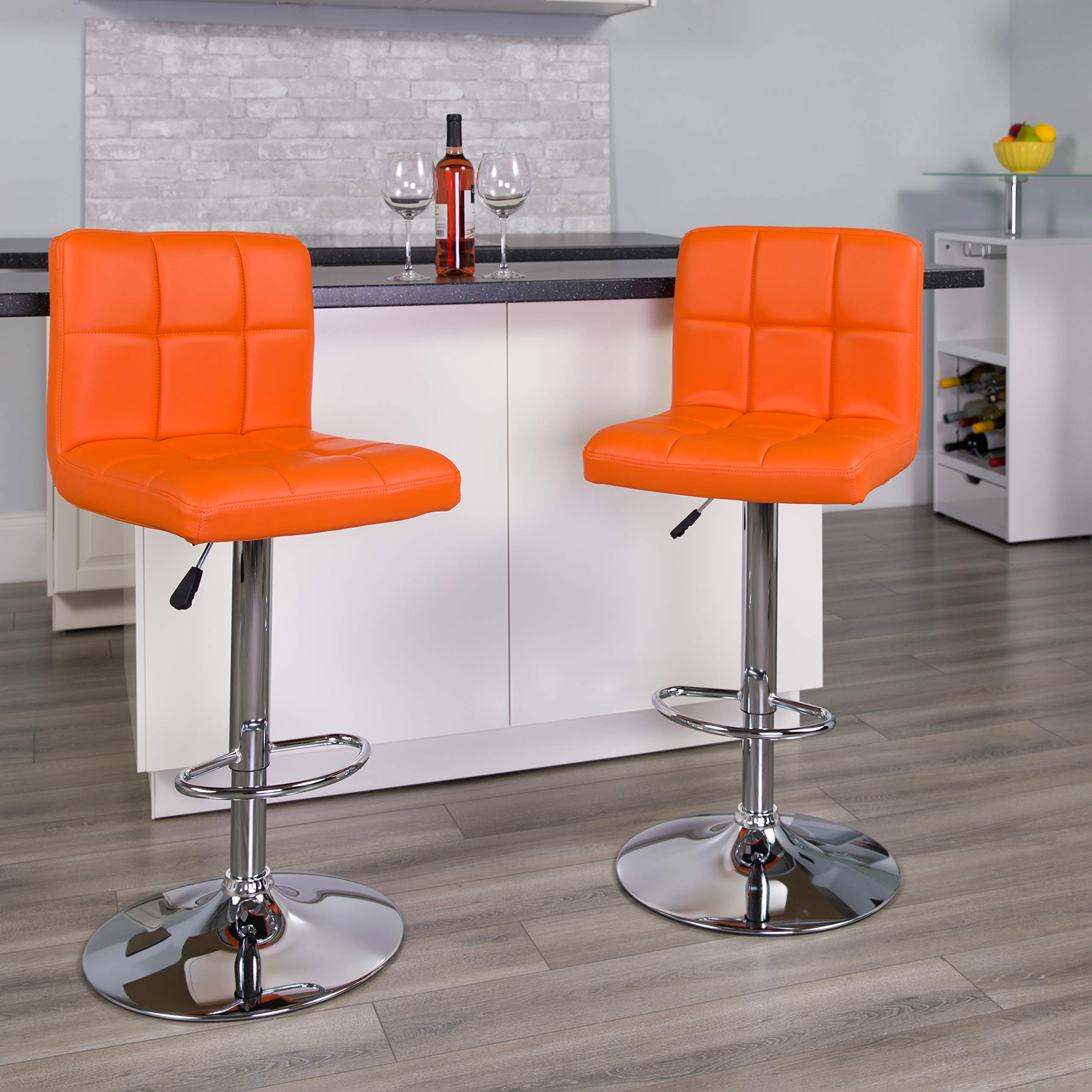 Flash Furniture Contemporary Quilted Design Adjustable Bar Stool With Chrome Base