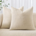 Miulee Pack Of 2 Decorative Throw Pillow Covers Soft Chenille Throw Pillows Solid Textured Cushion Covers For Couch Sofa Bedroom Living Room 18X18 Inch, Light Beige