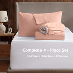 Nestl King Size Sheets Set - 4 Piece King Sheets, Deep Pocket, Hotel Luxury, Extra Soft, Breathable And Cooling, Peach King Bed Sheets