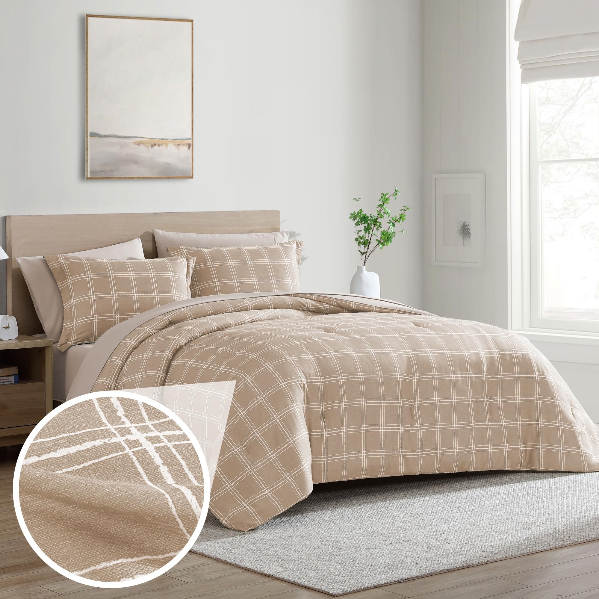 Cathay Home Basic Bedding Home Essential Ultra Soft Lightweight 5Pc Wrinkle Resistant Microfiber Bed In A Bag Set (Includes Comp