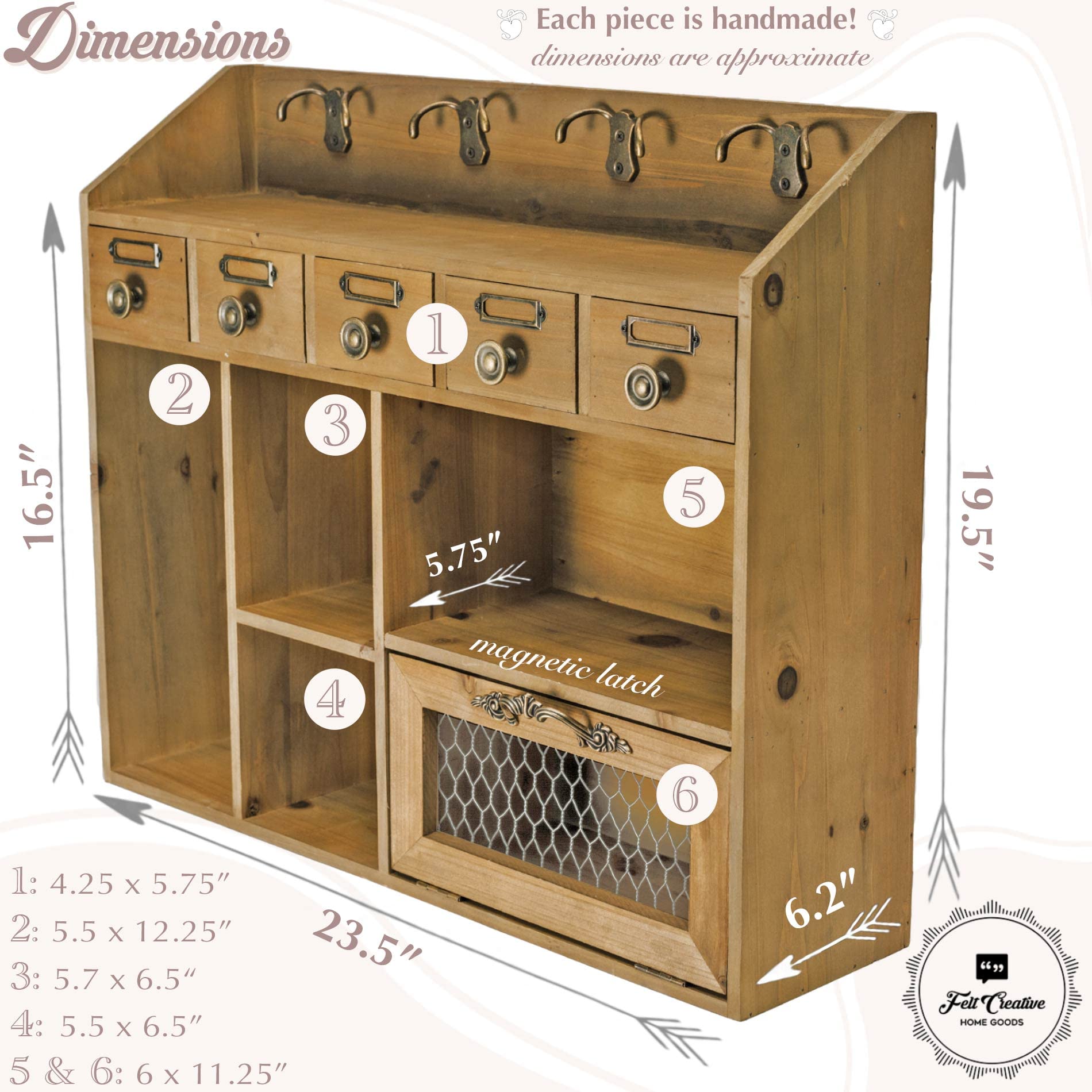 Felt Creative Home Goods Farmhouse Medicine Cabinet Wood Brown