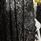 Aligogo Black Kitchen Lace Curtains 45 Inch Length Boho Shabby Halloween Kitchen Curtains Short Sheer Curtains For Bathroom Laun