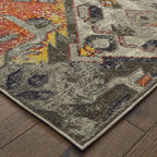 HomeRoots Polypropylene, Polyester 3' x 6' Distressed Grey Machine Woven Tribal Abstract Indoor Area Rug