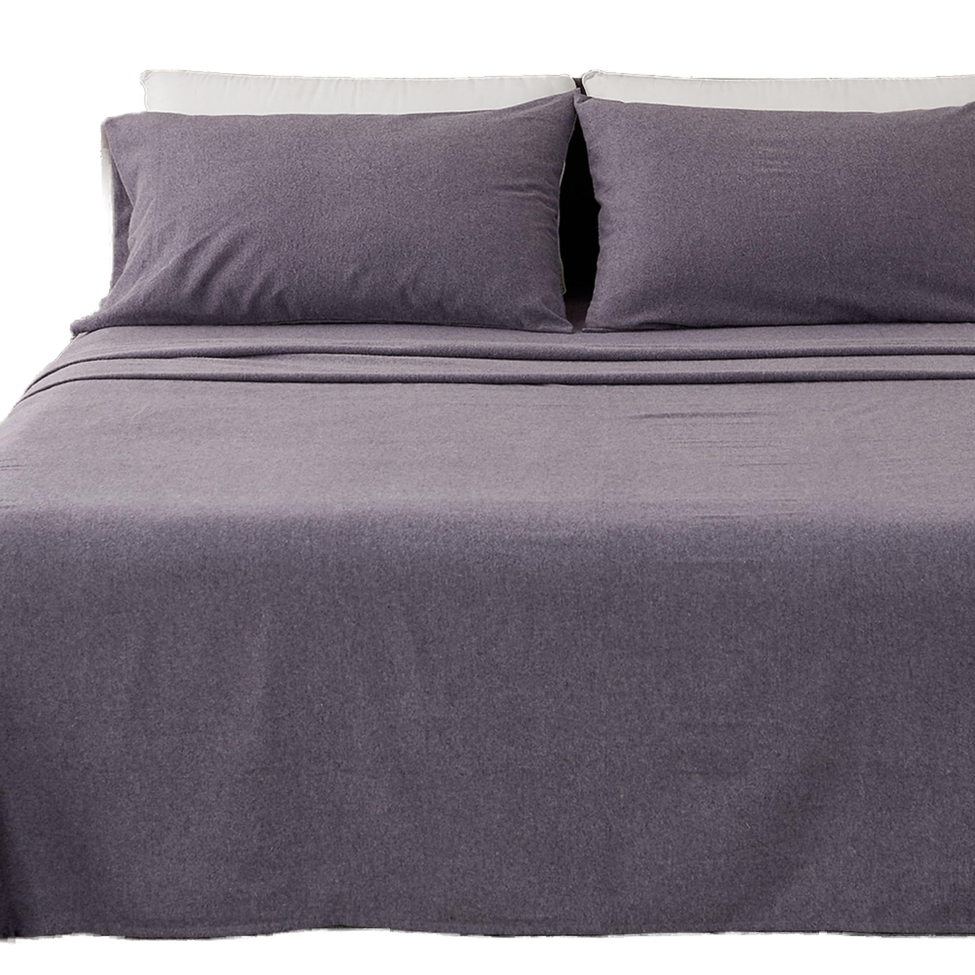 Great Bay Home Flannel Sheet Set King Size - Heathered Cotton Blend, Double-Brushed, Winter Bed Sheets - Ultra-Soft, Cozy, 4-Pie