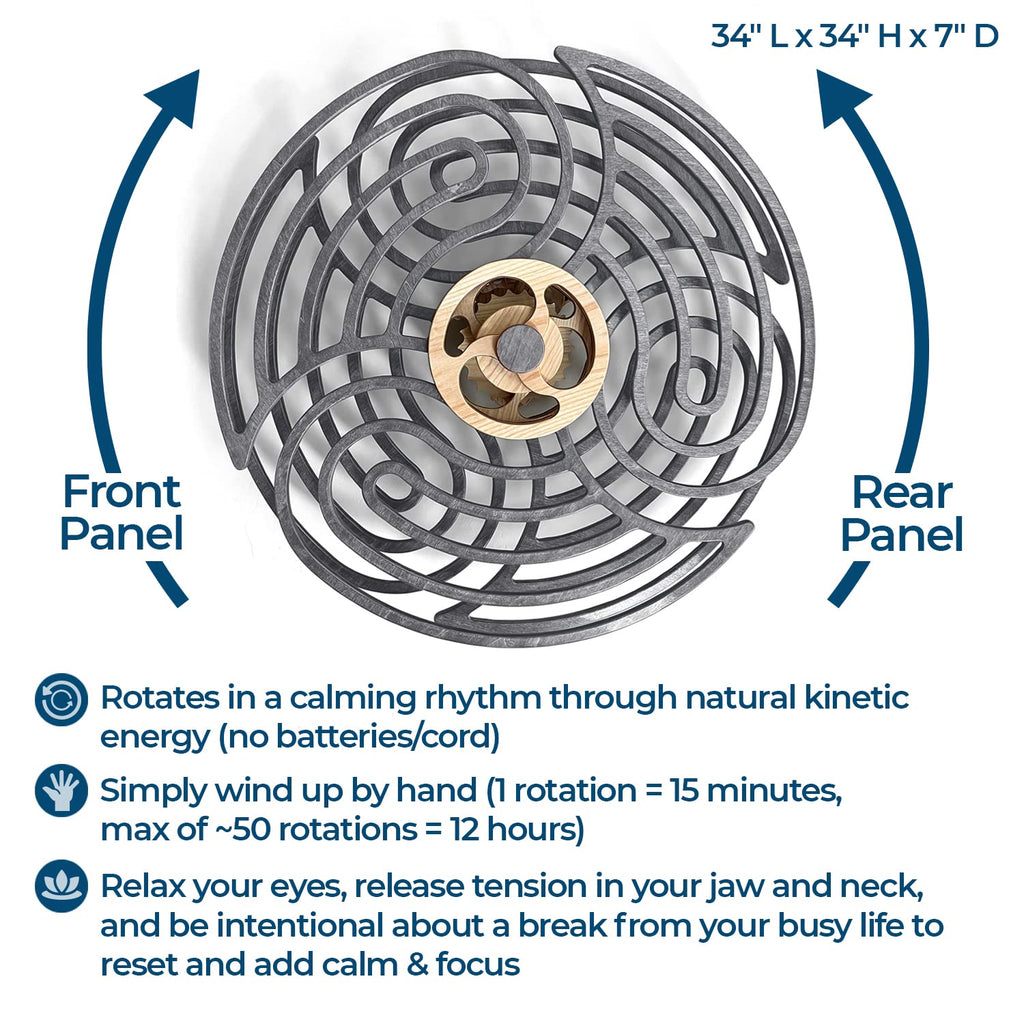 Mindsight Kinetic Wall Art MS-034, Wood, Ripple - Glacier Gray