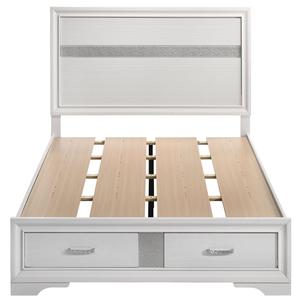 Coaster Home Furnishings Miranda Contemporary 4-Piece Bedroom Set Full Size Storage Panel Bed Frame 50-inch Headboard White 205111F-S4