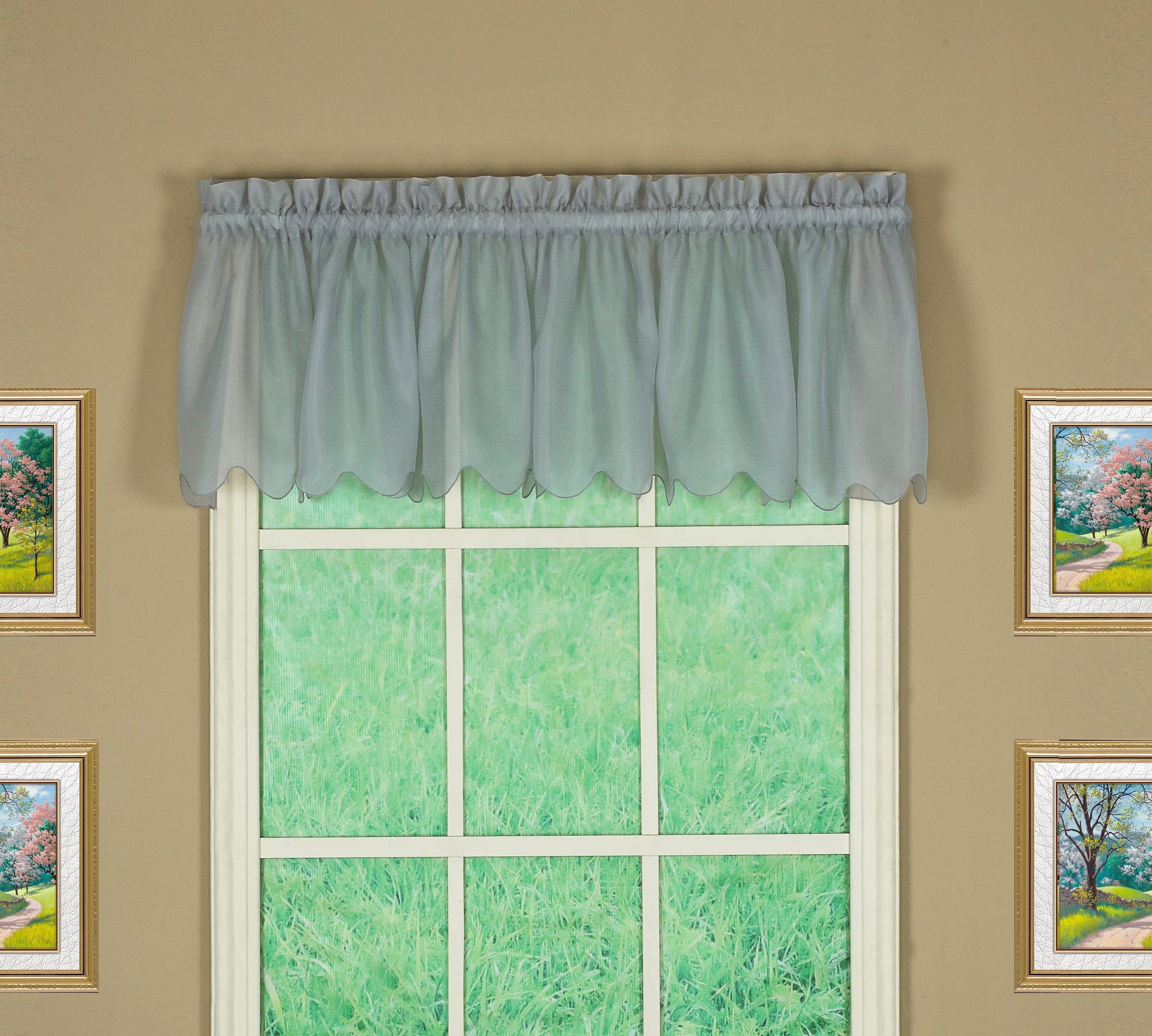 Today'S Curtain Emelia Original Voile Valance 14', Grey, 60' W X 14' L