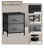 Sorbus Nightstand With 2 Drawers - Bedside Furniture End Table Night Stand With Steel Frame, Wood Top & Easy Pull Fabric Bins - Small Dresser & Chest For Home, Bedroom Accessories & Office