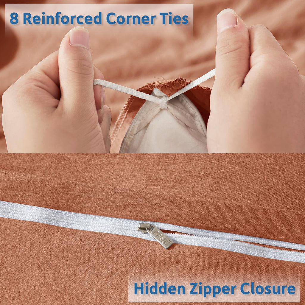 Nestl Rust Duvet Cover Queen Size - Soft Prewashed Queen Duvet Cover Set, 3 Piece, With Zipper Closure, 1 Duvet Cover 90X90 Inches And 2 Pillow Shams - No Comforter