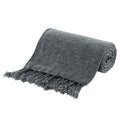 Battilo Home Dark Gray Throw Blanket For Couch Bed Sofa, Soft Cozy Grey Chenille Throw Blanket With Fringe Tassels, Lightweight