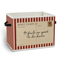 JMICPTUB Vintage Red Striped Postcard Storage Bin Box with Handles