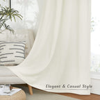 Nicetown Linen Off White Window Curtains 84 Inches Long, Grommet Thick Linen Blend Window Treatments Privacy Assured With Light Filtering For Bedroom/Living Room, W42 X L84