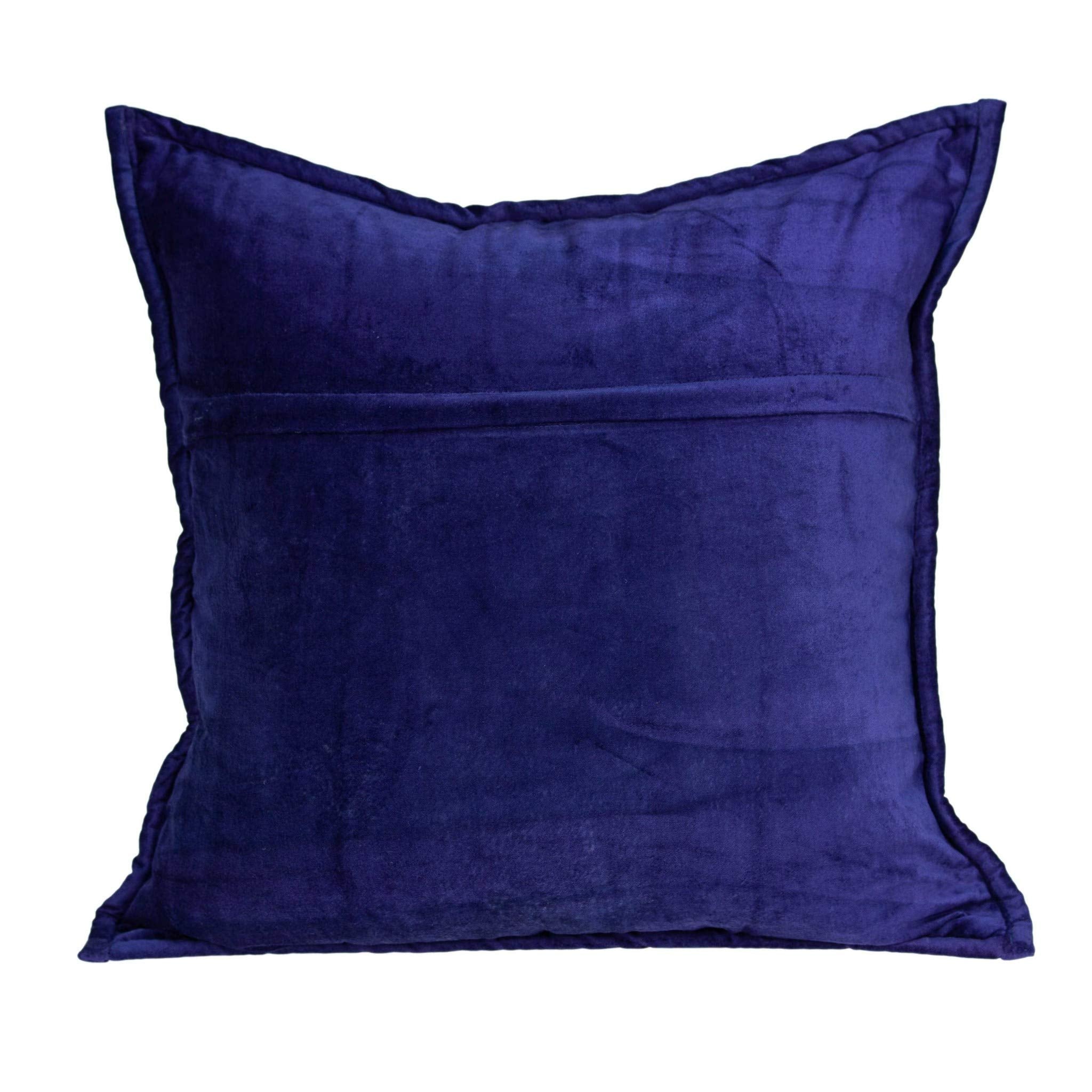 HomeRoots 50% Cotton, 50% Viscose 20' x 7' x 20' Transitional Royal Blue Quilted Pillow Cover with Poly Insert