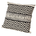 The Urban Port 18 x 18 Jacquard Square Cotton Sham Accent Throw Pillow with Boho Diamond Pattern, Set of 2, Black, White