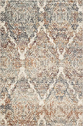 HomeRoots Heat-Set Polypropelene 5’ x 8’ Ivory Brown Decorative Diamond Area Rug