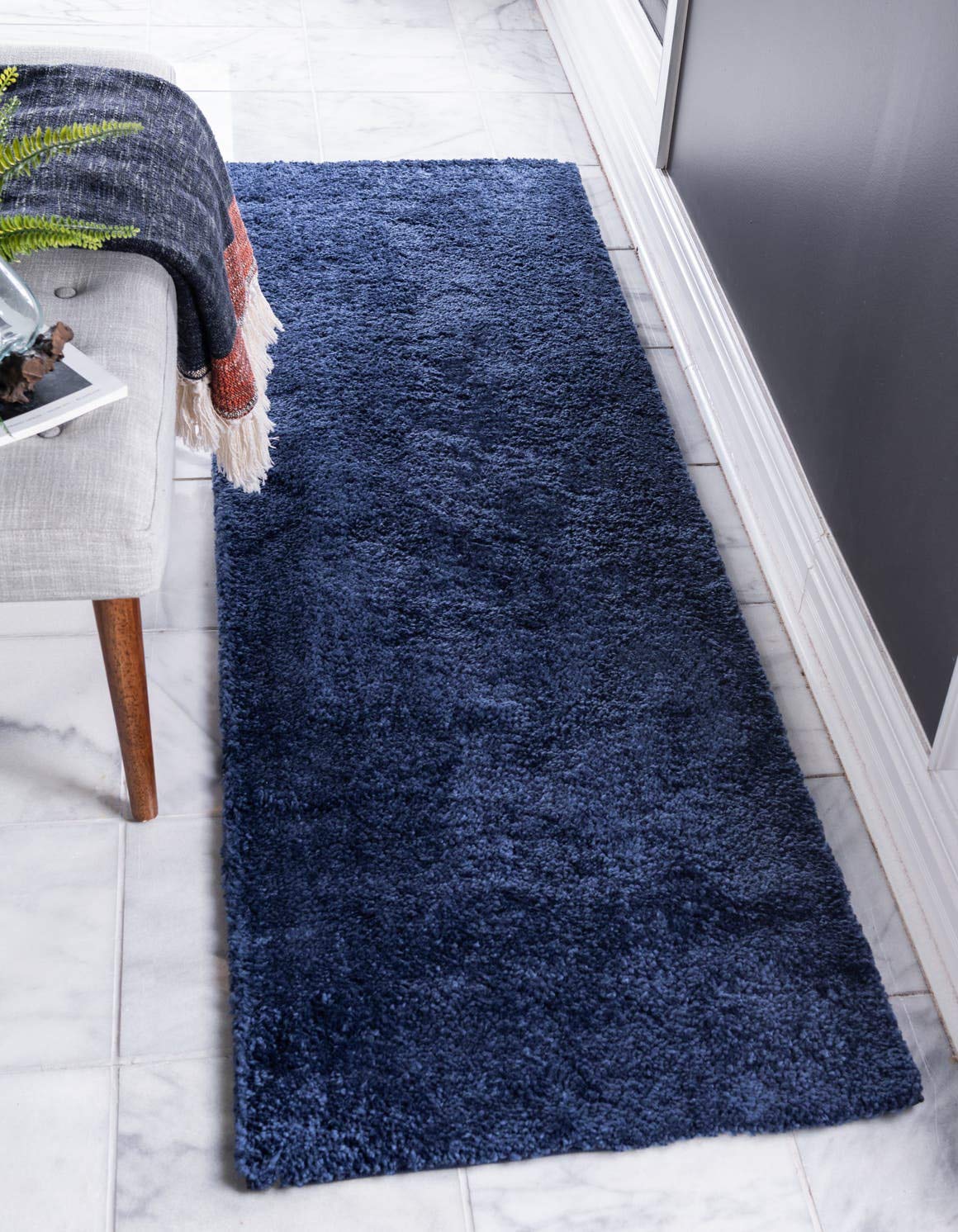 Unique Loom Solo Collection Area Rug - Calabasas (2 2 x 6 7 Runner, Navy Blue)
