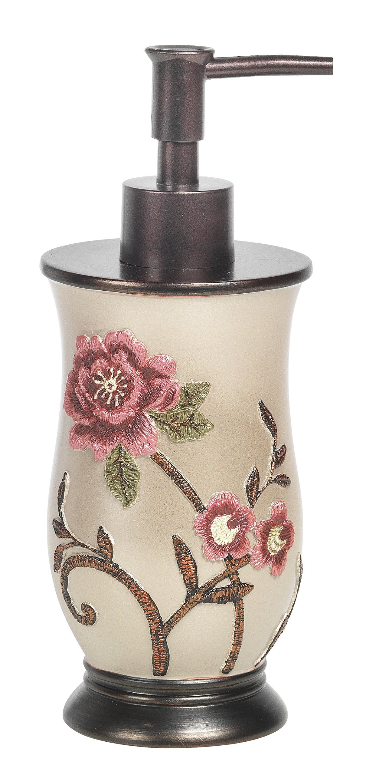 Popular Bath Soap Dispenser/Lotion Pump, Larrisa Collection, Rose Design , Brown