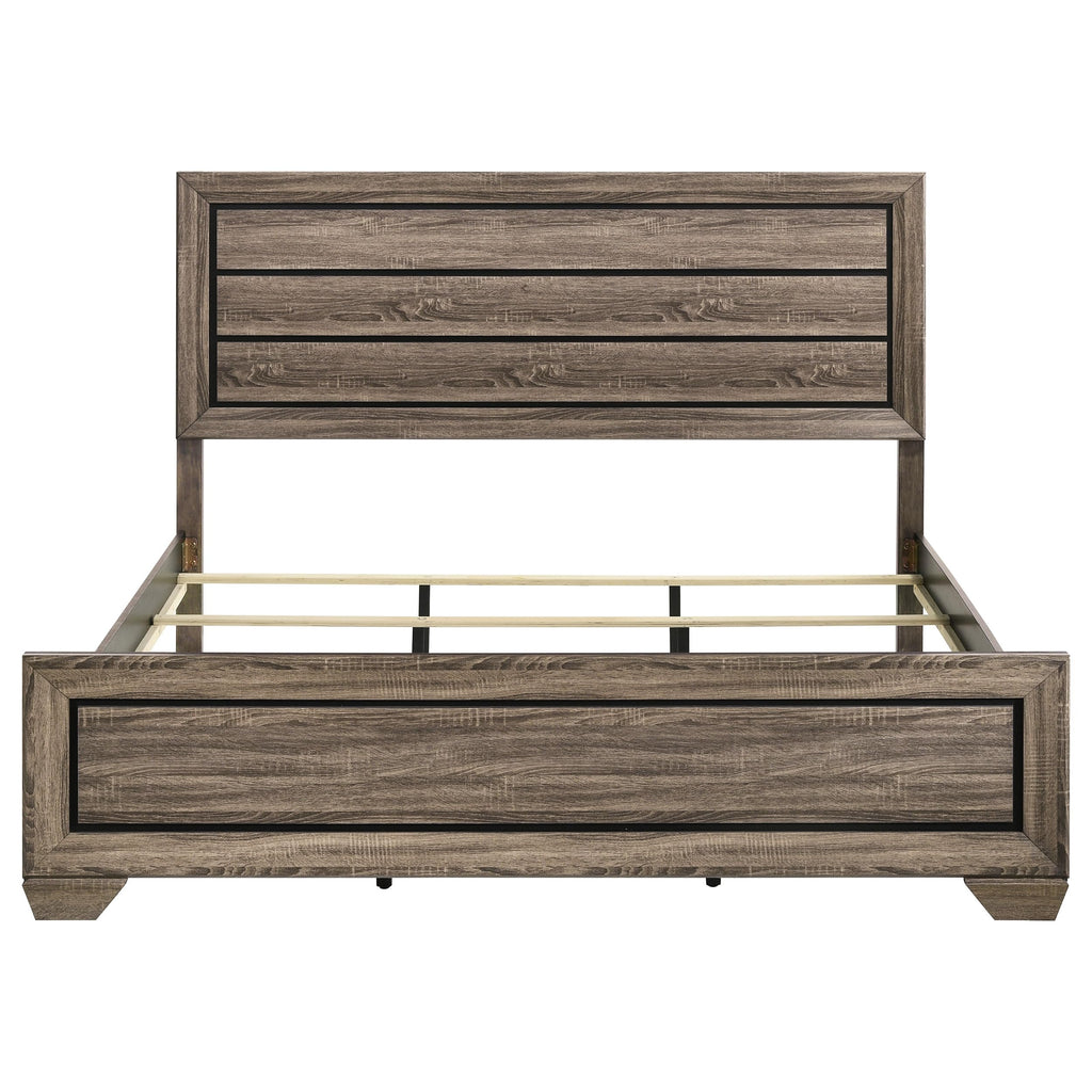 Coaster Home Furnishings Kauffman Transitional Wood Eastern King Size Panel Bed Frame 54-inch Headboard Washed Taupe 204191KE