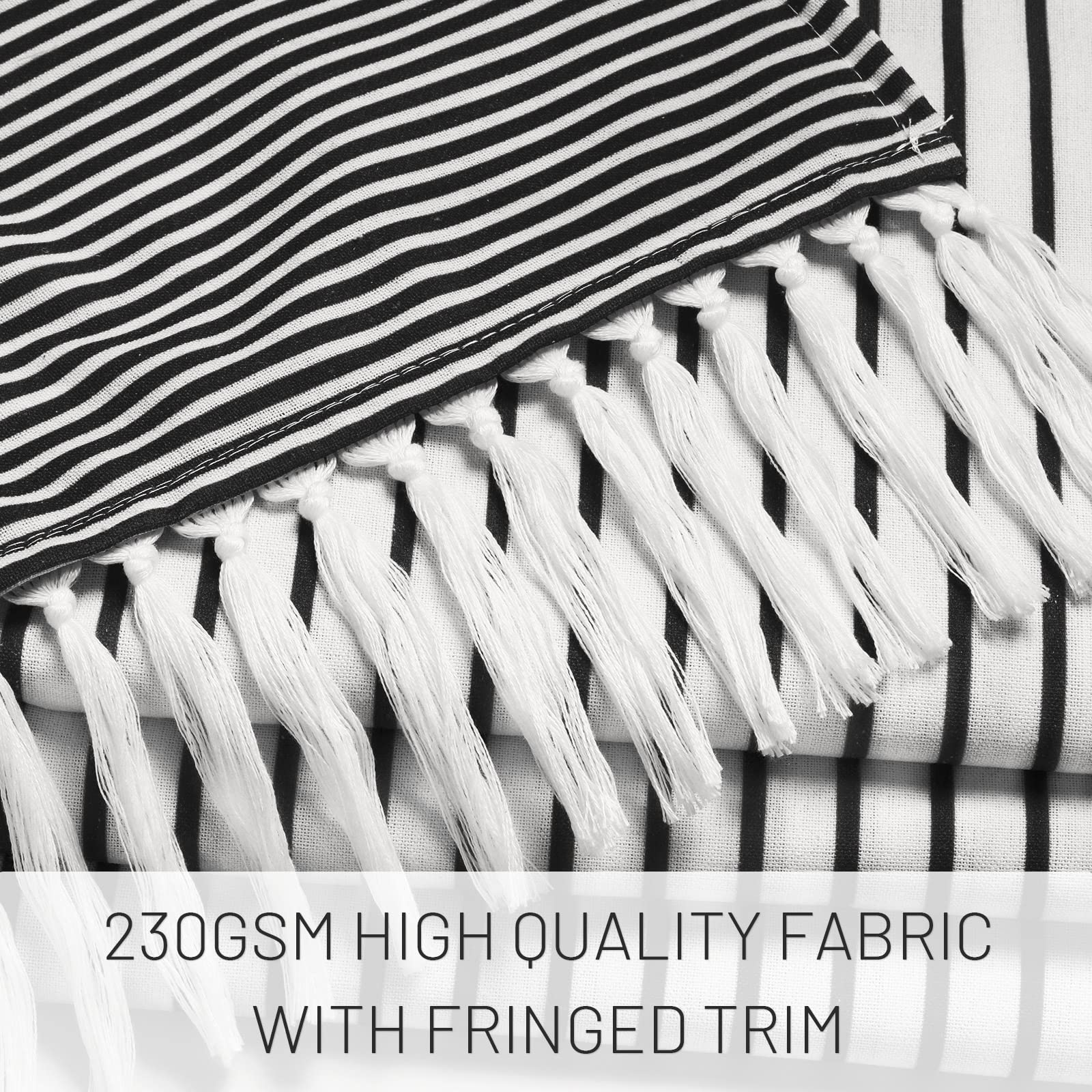 Awellife Black And White Shower Curtain For Bathroom Stripe Tassel Shower Curtain 72 X 72 Inches Farmhouse Linen