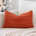 Otostar Corduroy Decorative Throw Pillow Covers 16X24 Inch Super Soft Boho Striped Rectangle Pillow Covers Case Modern Cushion Covers For Sofa Couch Bedroom Car Decor Orange