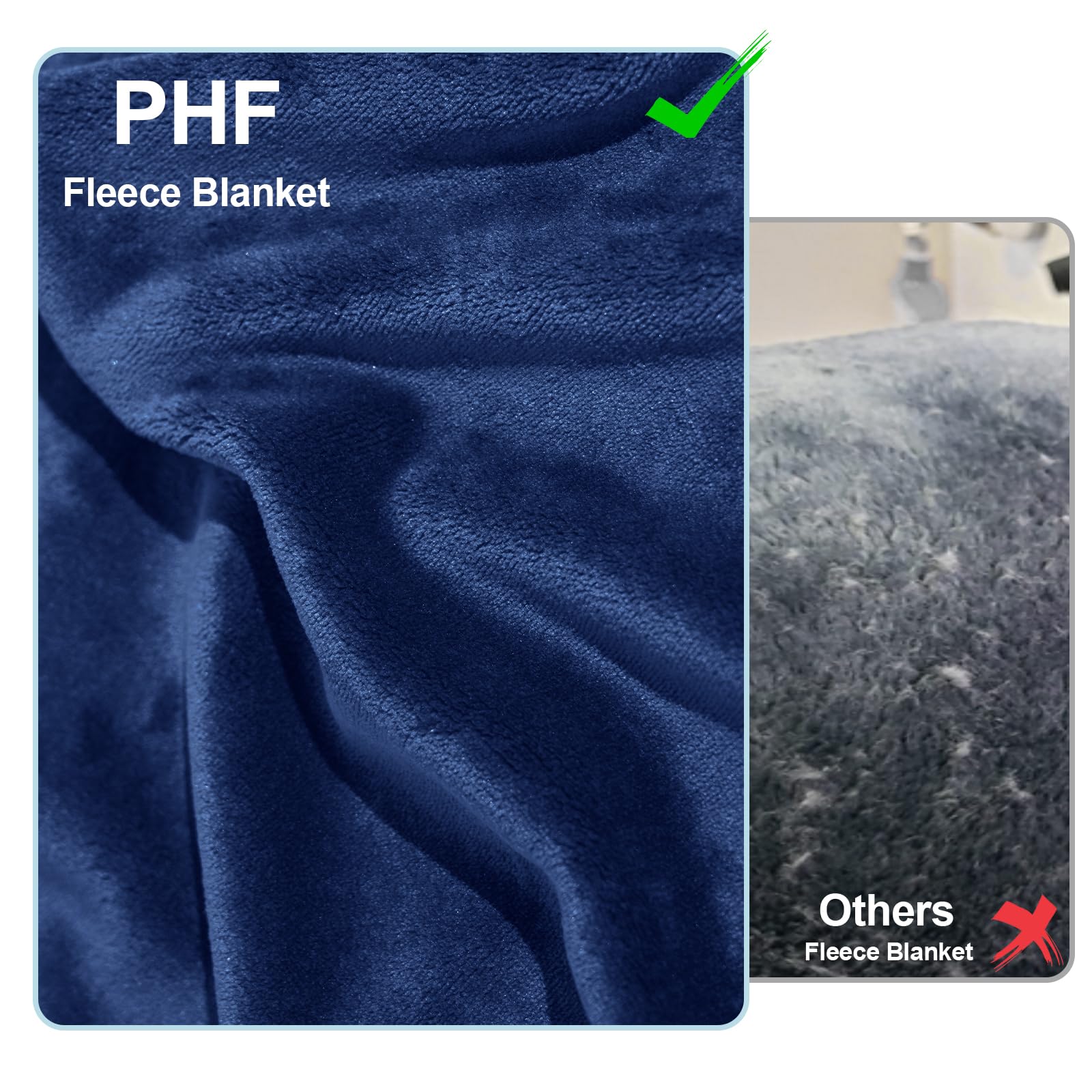 Phf Ultra Soft Fleece Blanket Twin Size, No Shed No Pilling Luxury Plush Cozy 300Gsm Lightweight Blanket For Bed, Couch, Chair, Sofa Suitable For All Season, 66' X 90', Navy Blue