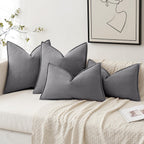 Miulee Pack Of 2 Grey Decorative Pillow Covers 22X22 Inch Soft Chenille Luxurious Couch Throw Pillows Farmhouse Cushion Covers Euro Shams With Elegant Design For Sofa Bedroom Living Room Home Decor