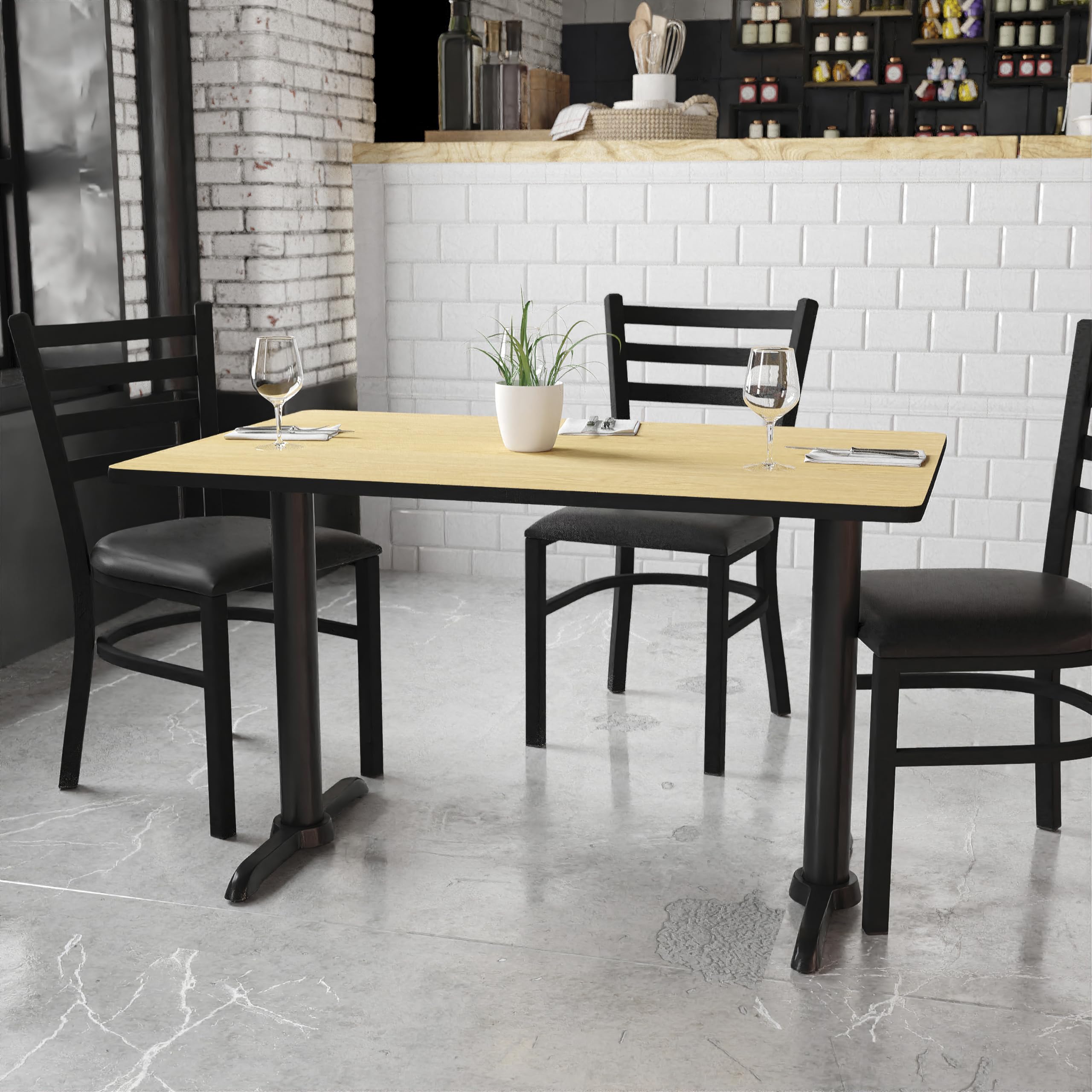 Flash Furniture 30'' x 48'' Rectangular Natural Laminate Table Top with 5'' x 22'' Table Height Bases