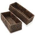Casafield Set of 2 Bathroom Storage Baskets, Natural - Seagrass, 16 W x 6.75 D x 4.25 H, Woven Toilet Tank Topper Bins for Organ