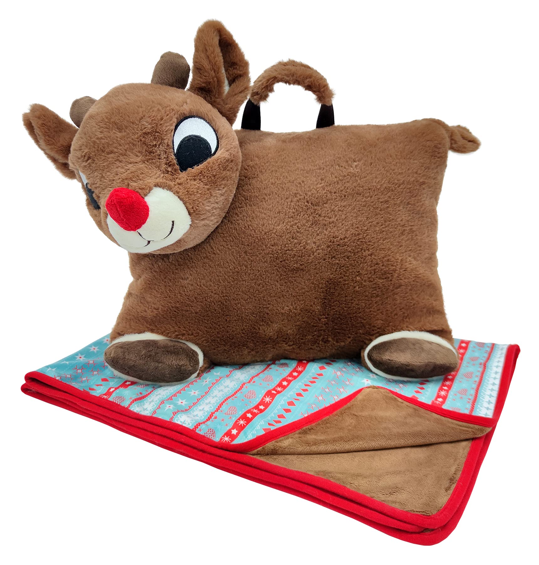 Animal Adventure| Rudolph The Red-Nosed Reindeer|Rudolph| Character Cuddle Combos| 2-in-1 Stow-n-Throw Cuddle Bud with Carrying 