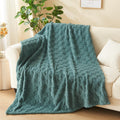 Newcosplay Super Soft Throw Blanket Light Teal Premium Silky Flannel Fleece 3D Checkered Lightweight Bed Blanket All Season Use