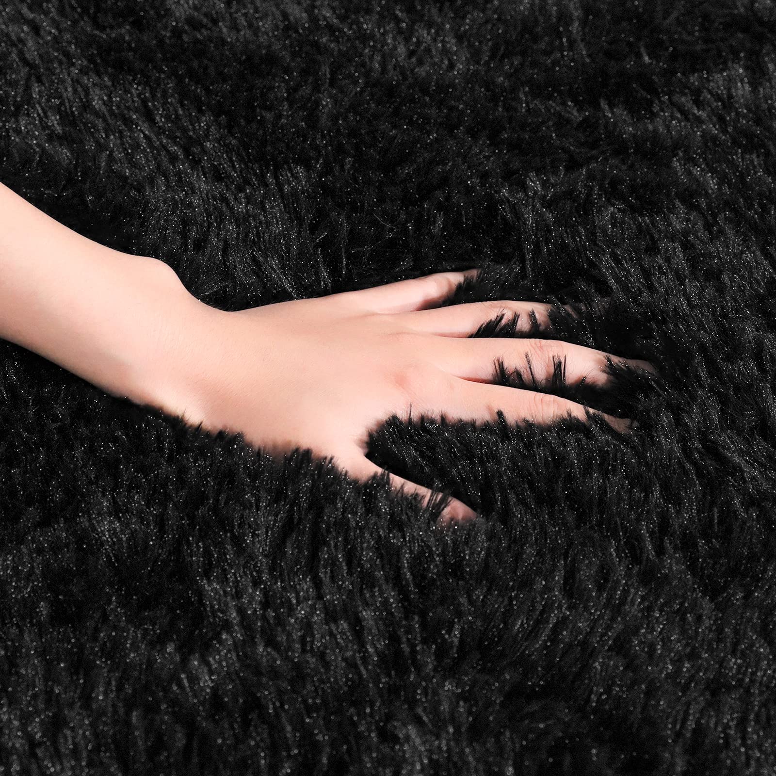 Arogan Luxury Soft Shaggy Rugs Carpets, 3X5 Feet Bedroom Rug Indoor Plush Area Rugs For Living Room, Black Fluffy Rug For Kids G