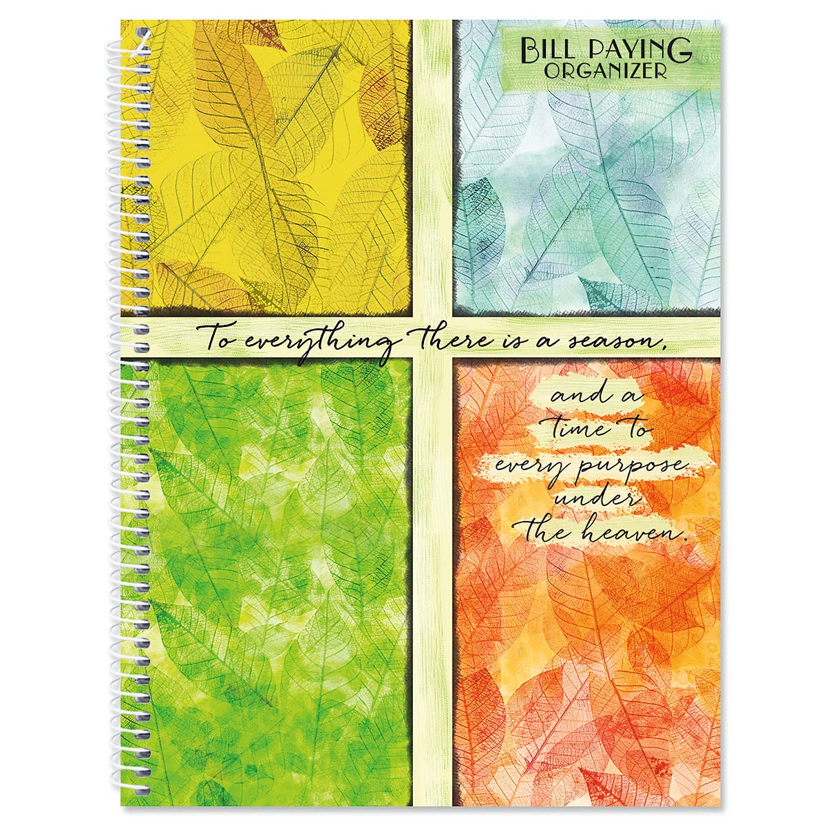 Faith Bill Paying Organizer Book - Personal Account Book, 9' By 12 Inch, Spiral-Bound, 14 Pockets, 32 Label Stickers, Bill Trac