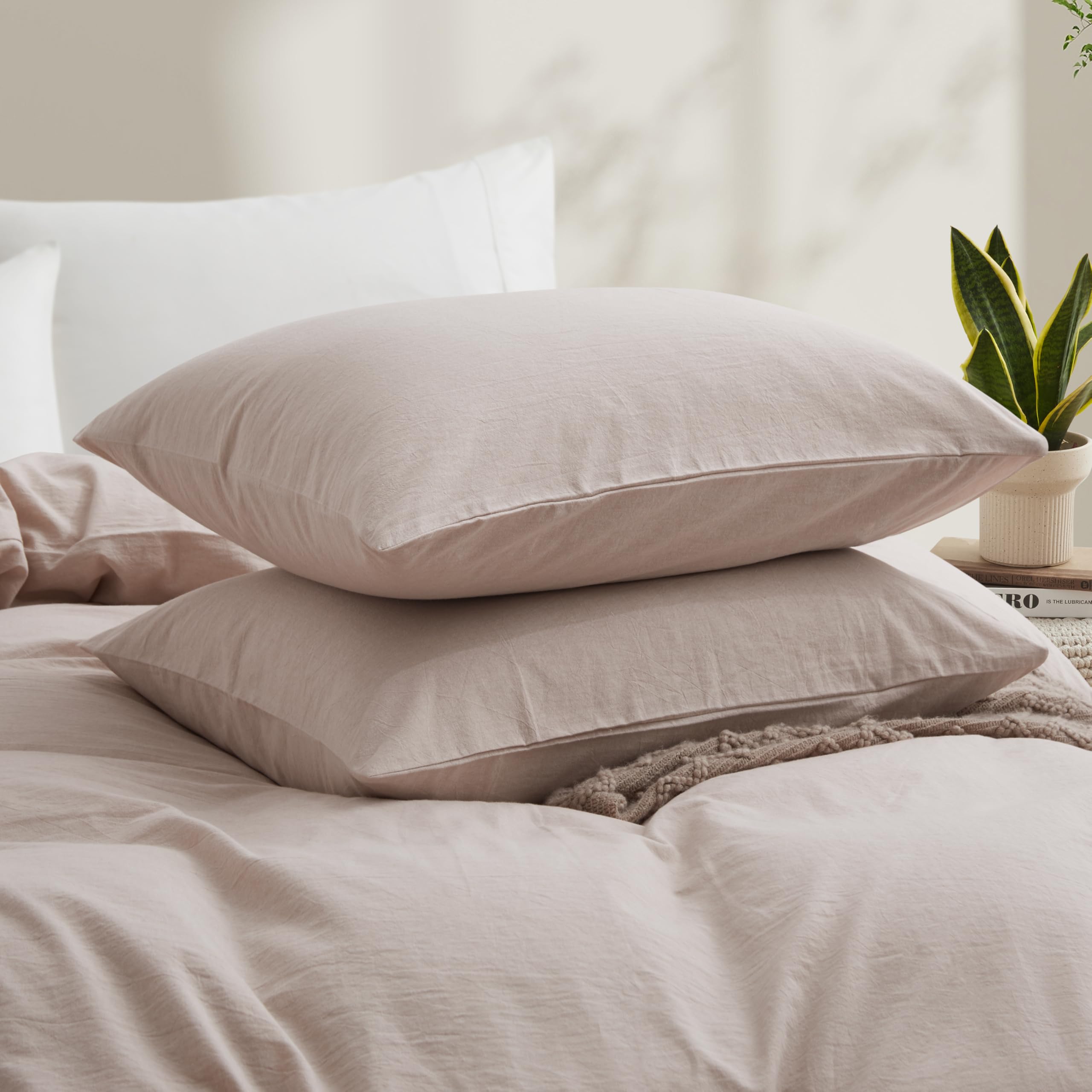 Lovque Linen Light Grey Duvet Cover Full Size, 100% Washed Cotton Linen Like Bedding Set With Zipper Closure (No Comforter), 80X