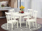 East West Furniture BOLG5-LWH-W 5 Piece Dining Table Set for 4 Includes a Round Kitchen Table and 4 Dinette Chairs, 42x42 Inch, Linen White