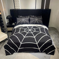 Fairy Kaari Boys Black Spider Web Printed Comforter Set Bed In A Bag Twin Size 7Pc Black Bedding Set For Teens Kids Boys (1 Comf