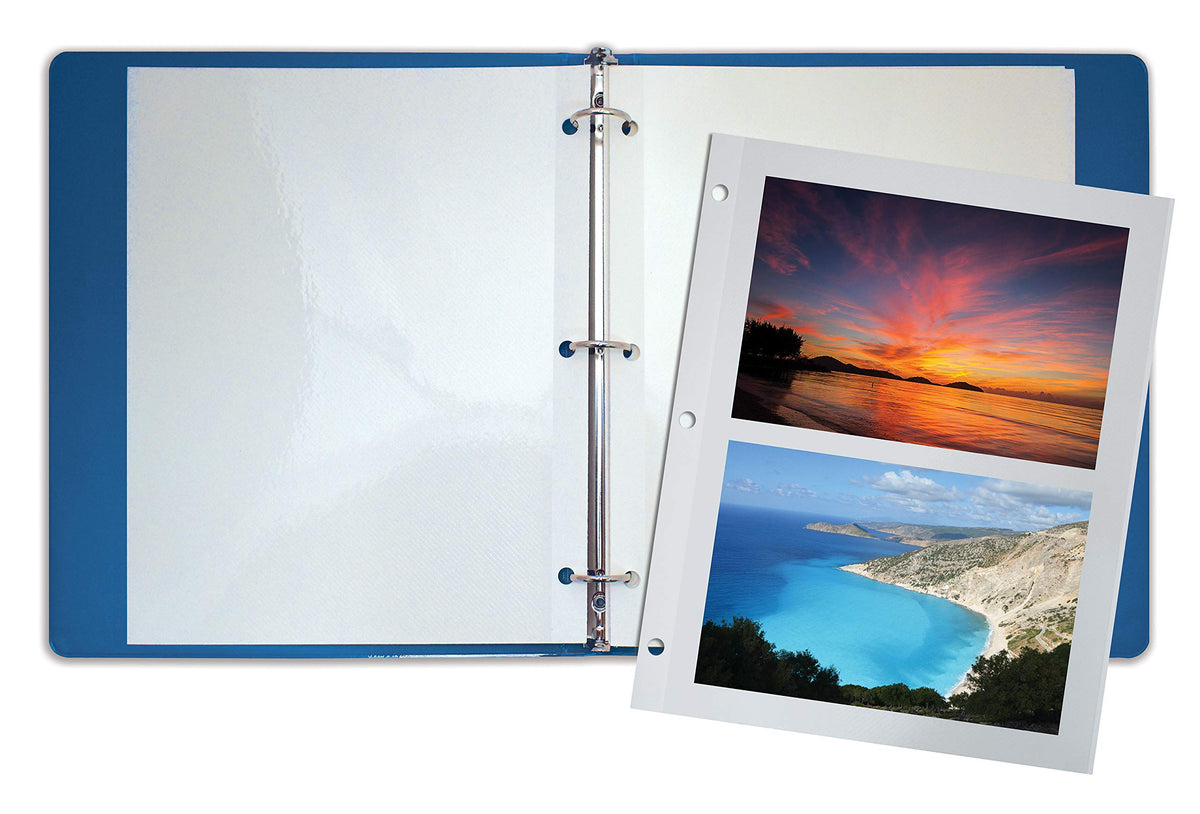 100 Count Photo Mounting Sheets, 11 X 9 Inches, Double-Sided, 3-Hole Punched, By Better Office Products, Refill Photo Album Shee