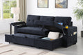 Ashlyn II 84W Dark Gray Woven Fabric Reversible Sleeper Sectional Sofa with Storage Chaise, Storage Arm, Cup Holder, Charging Po