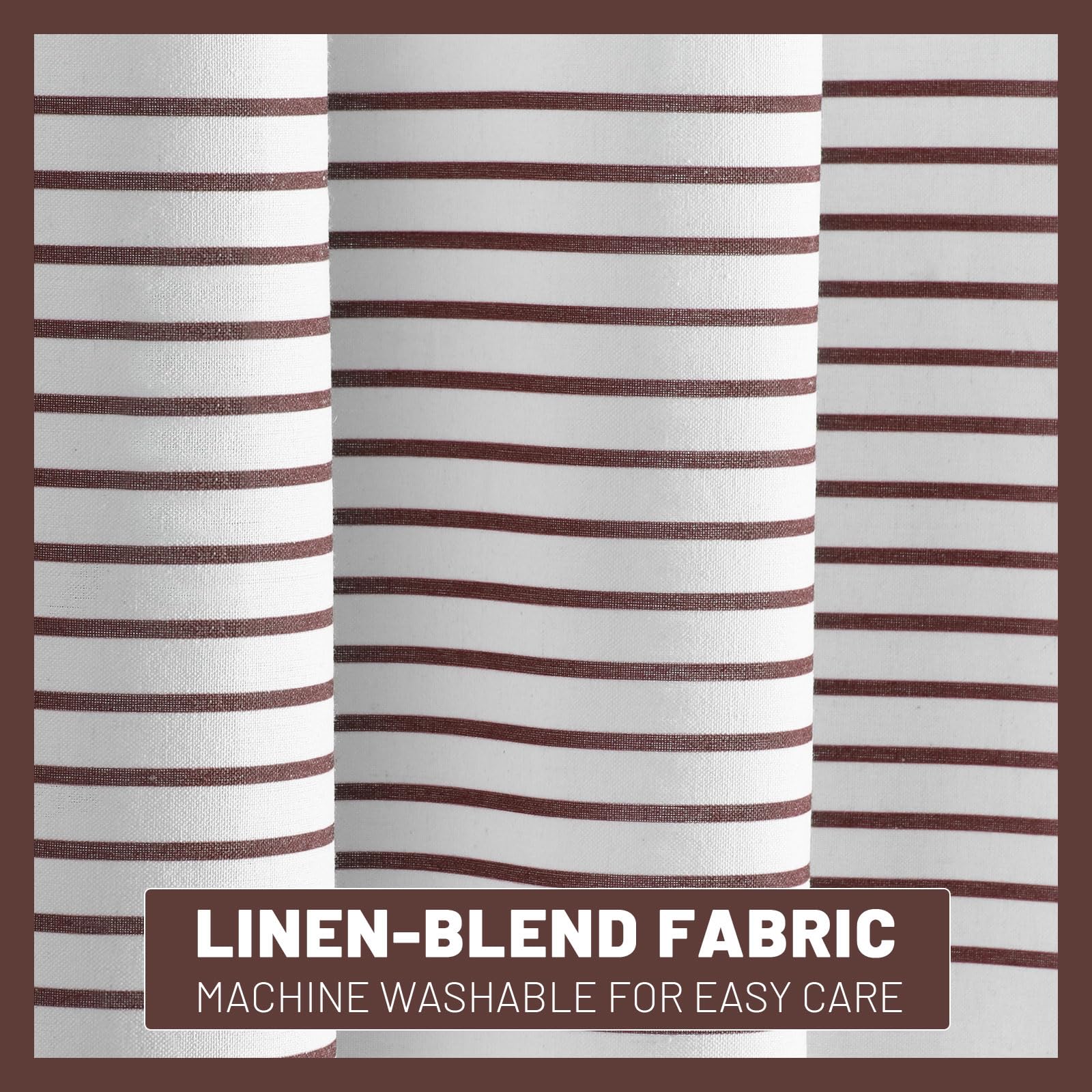 Awellife Boho Dark Brown Shower Curtain For Bathroom Stripe Tassel Shower Curtain 72 X 72 Inches Farmhouse Linen